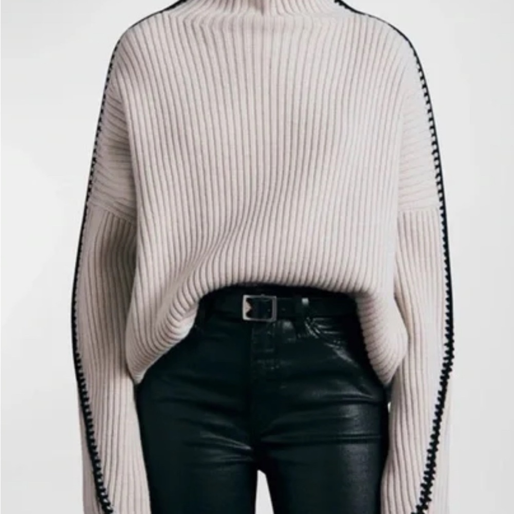 rag & bone Ingrid Turtleneck Sweater with Black Trim